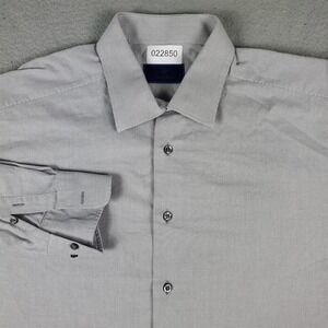 David Donahue Shirt Mens 18 Gray Dress Button Up Long Sleeve